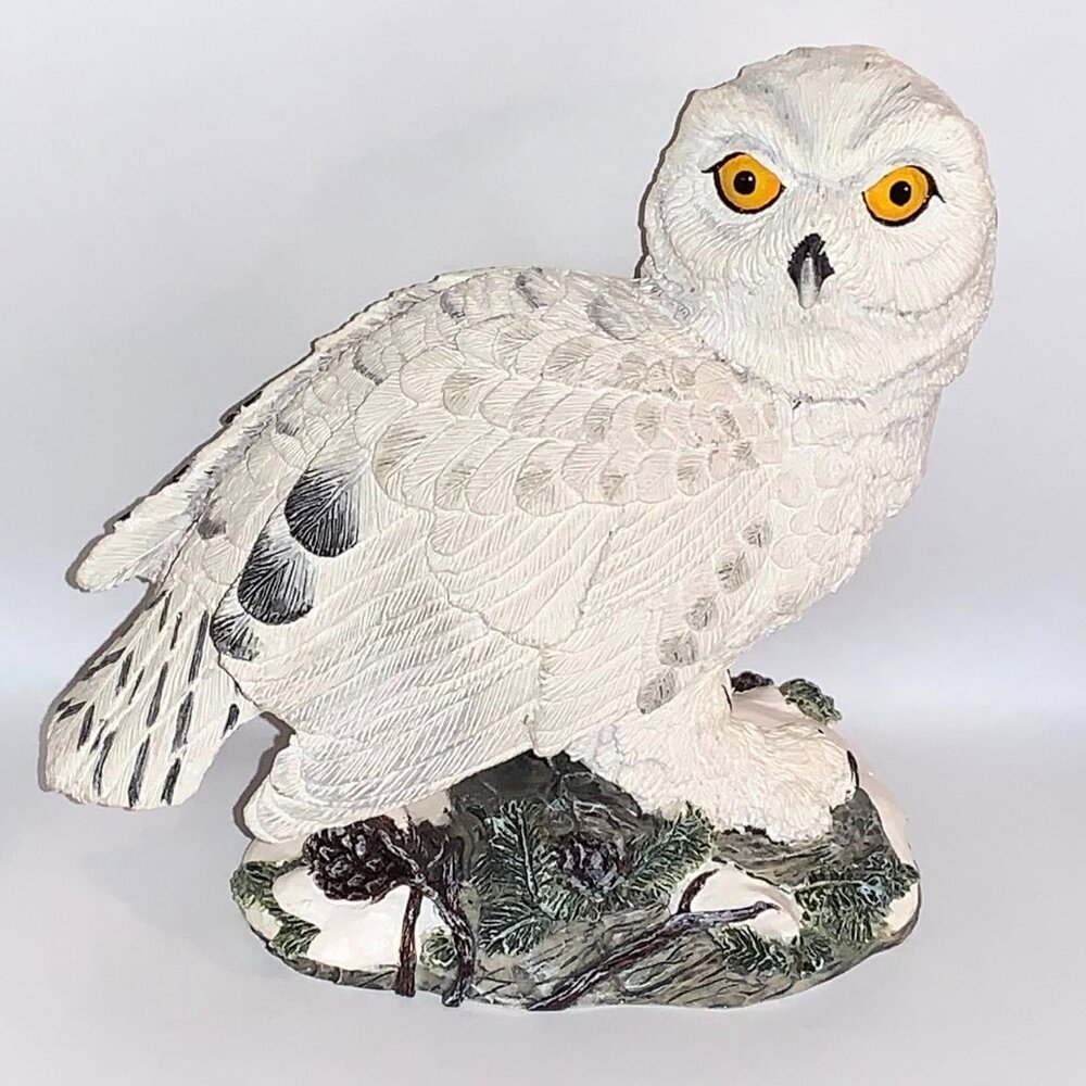 Vintage Great Snowy Owl Sculpture Hamilton Collection Figurine (1994)